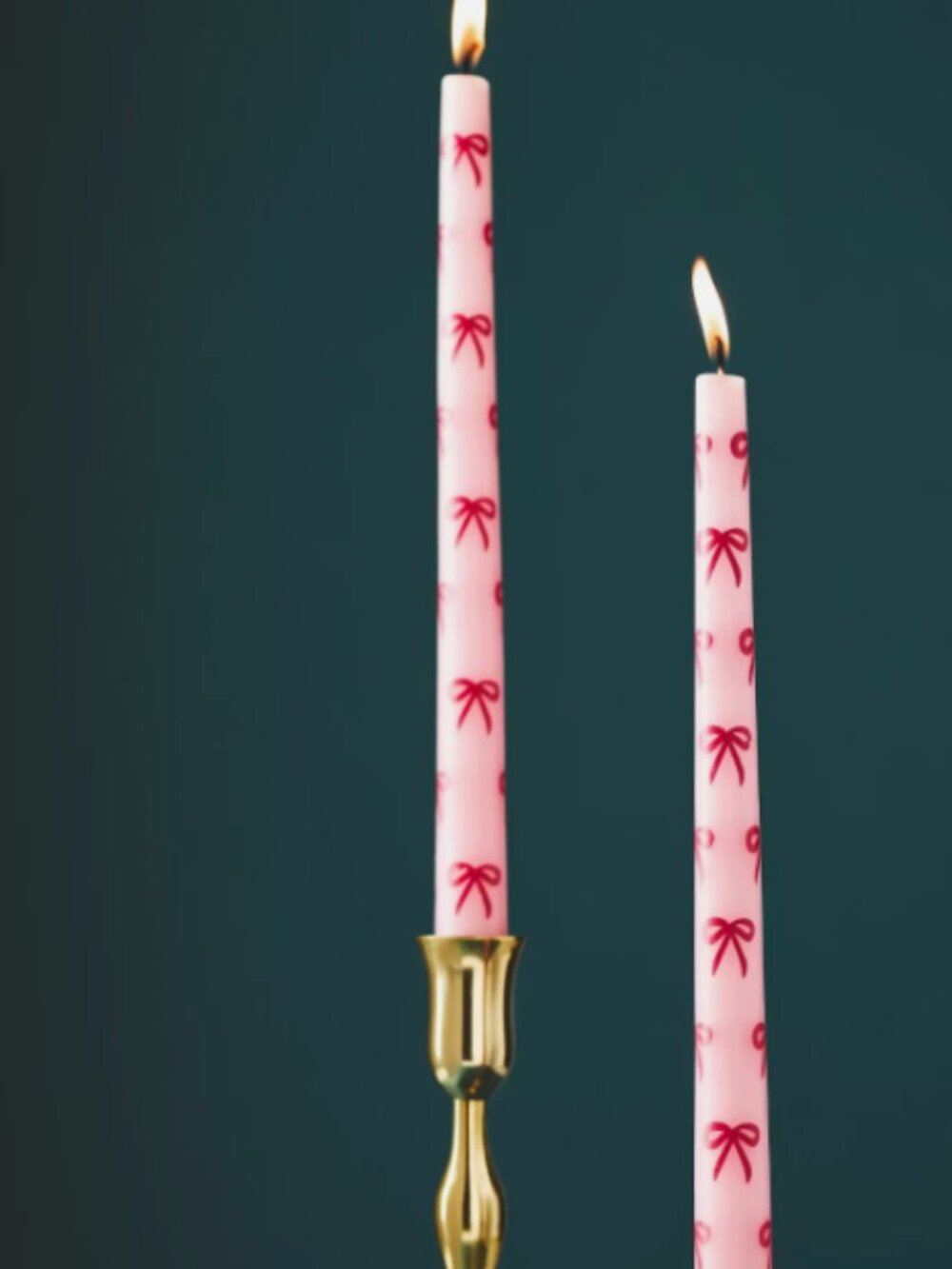 Anthropologie Handpainted Bow Taper Candles, Set of 2